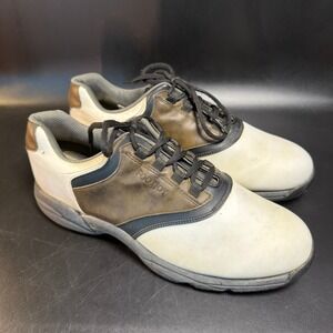 FootJoy Golf Shoes Mens 11M Brown White Leather Waterproof‎ Spiked Flex Zone